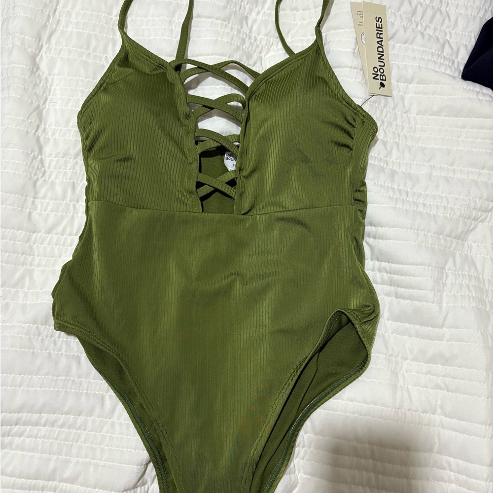 No Boundaries Olive Kids One Piece Swimsuit